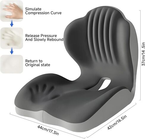 Ergonomic Car Seat Cushion with Lumbar Support, Pressure-Responsive Memory Foam, Enhanced Pelvic Stability for Pressure Relief, Ideal for Long Driving, Office & Home (Gray) in Kuwait