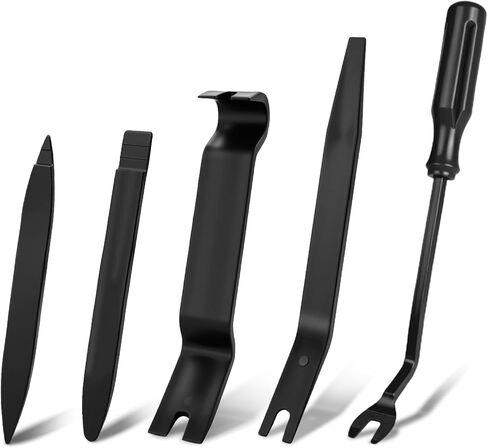 5 Pcs ﻿Auto Trim Removal Tool Kit, Car Panel Clip Remover Set for Door/Window Trim - Pry Tools with Fastener Remover, Black Auto Repair Kit for DIY in Kuwait