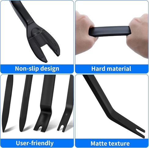 5 Pcs ﻿Auto Trim Removal Tool Kit, Car Panel Clip Remover Set for Door/Window Trim - Pry Tools with Fastener Remover, Black Auto Repair Kit for DIY in Kuwait