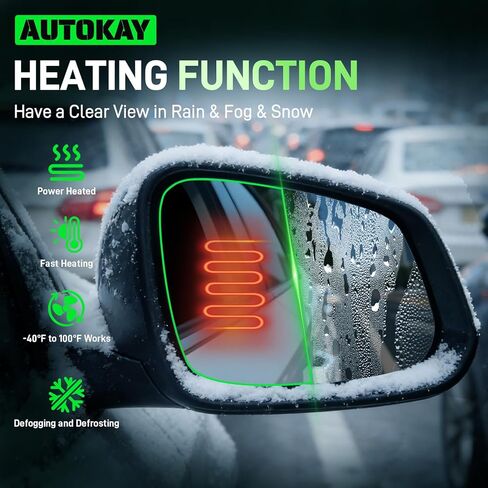 مرآة جانبية للركاب الأيمن من AUTOKAY مع تركيبات ساخنة لسلسلة BMW M2-M7، F20 F22 F30 F32 F34 F36 F80، 228i 320i 328i 330i 335i 428i 430i 435i 535i 550i 640i 2009-2019، مرآة جانبية للركاب زجاج in Kuwait