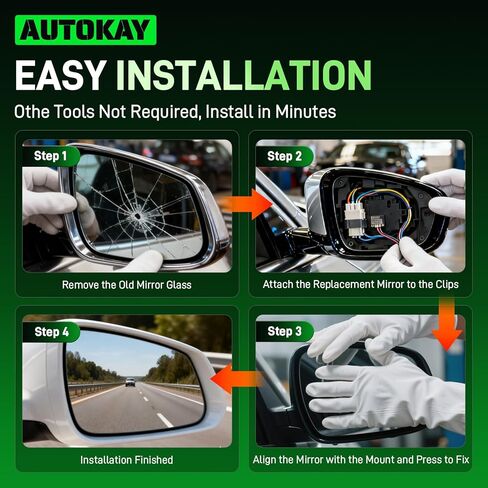 مرآة جانبية للركاب الأيمن من AUTOKAY مع تركيبات ساخنة لسلسلة BMW M2-M7، F20 F22 F30 F32 F34 F36 F80، 228i 320i 328i 330i 335i 428i 430i 435i 535i 550i 640i 2009-2019، مرآة جانبية للركاب زجاج in Kuwait