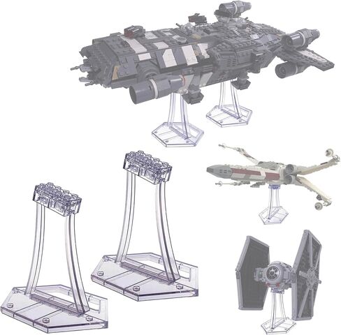 (عبوتان) حوامل عرض لـ Lego 75394 75374 Onyx Cinder، حامل فردي لـ 77256 Back to the Future Time Machine، مجموعات X-Wing TIE وغيرها، شاشة عرض زاوية، دعامات عرض بلاستيكية شفافة فقط. in Kuwait