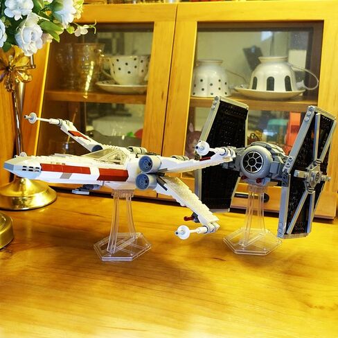 (عبوتان) حوامل عرض لـ Lego 75394 75374 Onyx Cinder، حامل فردي لـ 77256 Back to the Future Time Machine، مجموعات X-Wing TIE وغيرها، شاشة عرض زاوية، دعامات عرض بلاستيكية شفافة فقط. in Kuwait