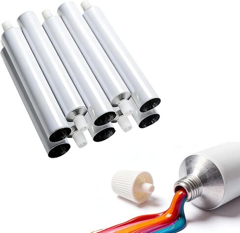 Colaxi 10 Pcs Empty Aluminum Tubes, Refillable Toothpaste Tubes, Oil Paint Tubes, Squeezable Containers, Unsealed Aluminum Tube for Storing Oils, Watercolors, Travel Toiletry, Cosmetic Samples, 120ml in Kuwait