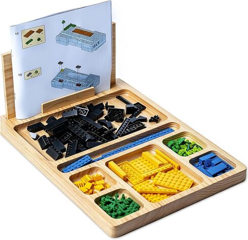 Deepened Building Baseplate Table Tray for Lego, 7 Compartment Building Tray Board with Instruction Holder, Multi-Functional Sensory Activity Platform for Adults & Seniors in Kuwait