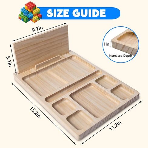Deepened Building Baseplate Table Tray for Lego, 7 Compartment Building Tray Board with Instruction Holder, Multi-Functional Sensory Activity Platform for Adults & Seniors in Kuwait
