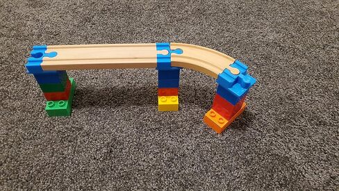 5pc Duplo Bricks to Brio Compatible Wooden Train Track Adapter Set (Blue) in Kuwait