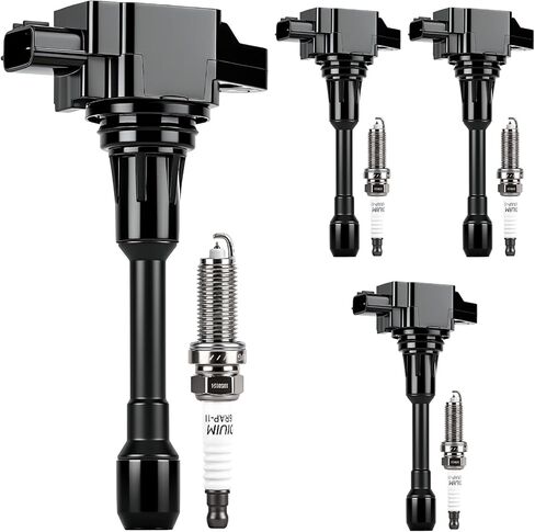 Ignition Coil Pack & Iridium Spark Plugs Kit Set of 4 for Nissan 2013-2019 Sentra 2007-2018 Altima 2008-2013 Rogue Versa Cube NV200 1.6L-2.5L L4 Engine – Replace UF549 91187 | Autoexact in Kuwait