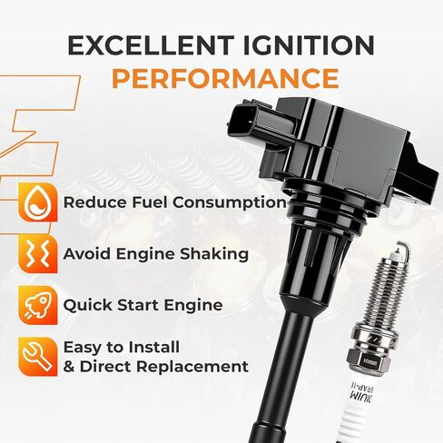 Ignition Coil Pack & Iridium Spark Plugs Kit Set of 4 for Nissan 2013-2019 Sentra 2007-2018 Altima 2008-2013 Rogue Versa Cube NV200 1.6L-2.5L L4 Engine – Replace UF549 91187 | Autoexact in Kuwait