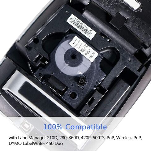 5 عبوات بديلة لشريط الملصقات Dymo D1 1/2 بوصة أسود على أبيض 45013 S0720530 متوافق مع صانع الملصقات Dymo LabelManager PnP 160 210D 260P 280 360D 420P 450D، 12 مم × 7 م، 23 قدم in Saudi Arabia