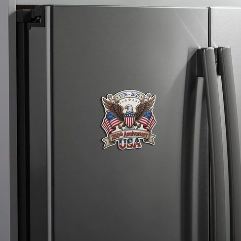 250th Anniversary USA 1776–2026 Magnet 5 Inch Patriotic Eagle American Flag Refrigerator Car Locker Toolbox Metal Surface Decor - KCM5069 in Kuwait