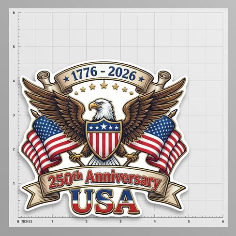 250th Anniversary USA 1776–2026 Magnet 5 Inch Patriotic Eagle American Flag Refrigerator Car Locker Toolbox Metal Surface Decor - KCM5069 in Kuwait