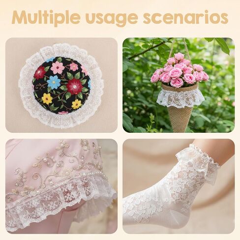11 Yards White Lace Ruffle Trim, Pleated Organza Trim Ribbon, Polyester Fabric Ribbon for Bridal Wedding Crafts Sewing DIY(White) in Kuwait
