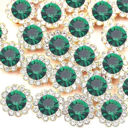 200 PCS 20 Mixed Colors 12MM Crystal Glass Sew on Rhinestones Jewels Gems for Crafting, Metal Base Claw Flower Sewing Bedazzling Rhinestone Gemstone for Clothes Shoes Hats Crafts Accessories in Saudi Arabia