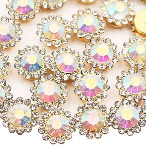 200 PCS 20 Mixed Colors 12MM Crystal Glass Sew on Rhinestones Jewels Gems for Crafting, Metal Base Claw Flower Sewing Bedazzling Rhinestone Gemstone for Clothes Shoes Hats Crafts Accessories in Saudi Arabia