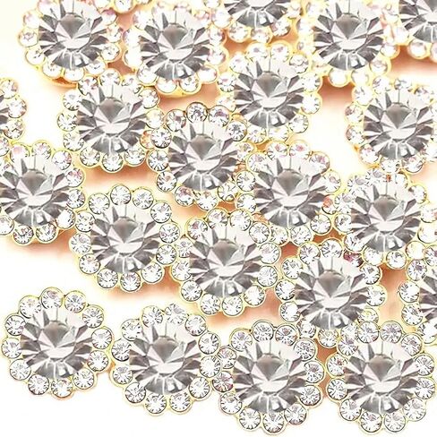 200 PCS 20 Mixed Colors 12MM Crystal Glass Sew on Rhinestones Jewels Gems for Crafting, Metal Base Claw Flower Sewing Bedazzling Rhinestone Gemstone for Clothes Shoes Hats Crafts Accessories in Saudi Arabia