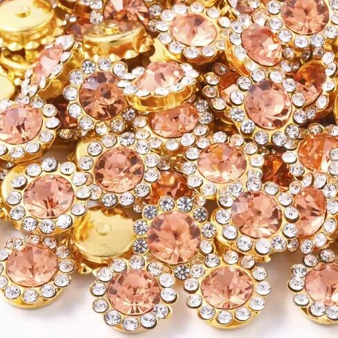 200 PCS 20 Mixed Colors 12MM Crystal Glass Sew on Rhinestones Jewels Gems for Crafting, Metal Base Claw Flower Sewing Bedazzling Rhinestone Gemstone for Clothes Shoes Hats Crafts Accessories in Saudi Arabia