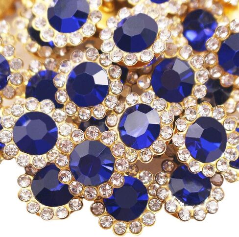 200 PCS 20 Mixed Colors 12MM Crystal Glass Sew on Rhinestones Jewels Gems for Crafting, Metal Base Claw Flower Sewing Bedazzling Rhinestone Gemstone for Clothes Shoes Hats Crafts Accessories in Saudi Arabia
