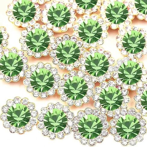 200 PCS 20 Mixed Colors 12MM Crystal Glass Sew on Rhinestones Jewels Gems for Crafting, Metal Base Claw Flower Sewing Bedazzling Rhinestone Gemstone for Clothes Shoes Hats Crafts Accessories in Saudi Arabia