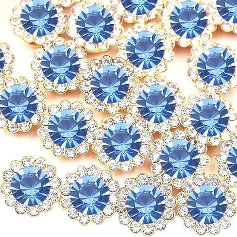 200 PCS 20 Mixed Colors 12MM Crystal Glass Sew on Rhinestones Jewels Gems for Crafting, Metal Base Claw Flower Sewing Bedazzling Rhinestone Gemstone for Clothes Shoes Hats Crafts Accessories in Saudi Arabia
