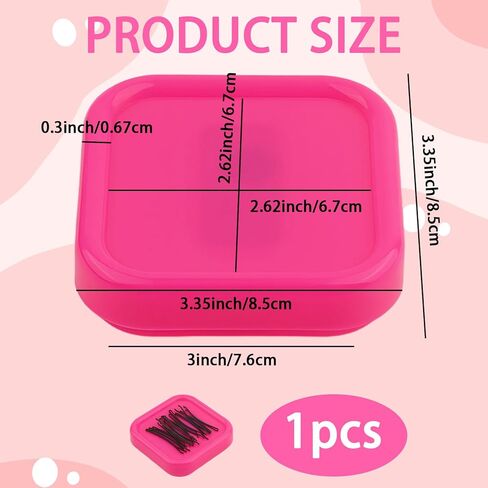 Magnetic Bobby Pin Holder Square Hairpin Storage Box - Magnetic Paper Clip Holder, Sewing Pincushion Hair Clip Collector for Desk Vanity Sewing DIY Project (Pink) in Kuwait