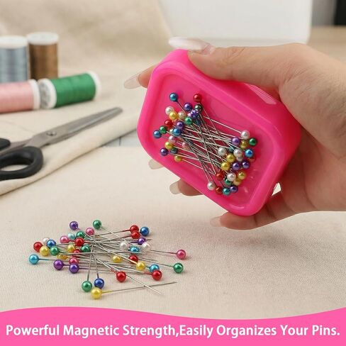 Magnetic Bobby Pin Holder Square Hairpin Storage Box - Magnetic Paper Clip Holder, Sewing Pincushion Hair Clip Collector for Desk Vanity Sewing DIY Project (Pink) in Kuwait