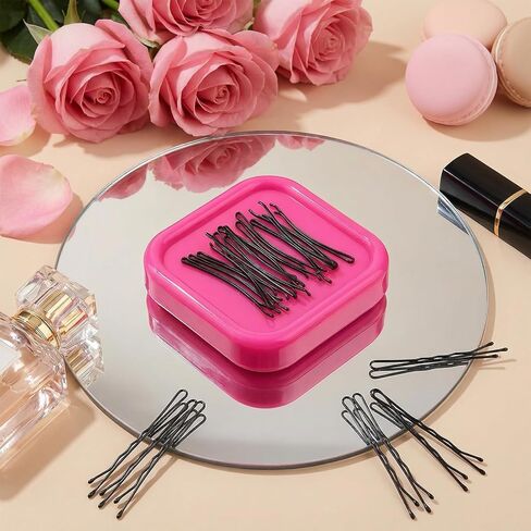 Magnetic Bobby Pin Holder Square Hairpin Storage Box - Magnetic Paper Clip Holder, Sewing Pincushion Hair Clip Collector for Desk Vanity Sewing DIY Project (Pink) in Kuwait