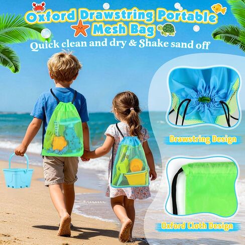 Beach Toys for Kids Toddlers, Sand Castle Toys with Bucket, Water Wheel, Long Shovel, Dinosaur Travel Sand Toys for Beach & Mesh Bag, Sandbox Essentials Toy for Toddlers Kids Baby Boys Girls Age 3-10 in Kuwait