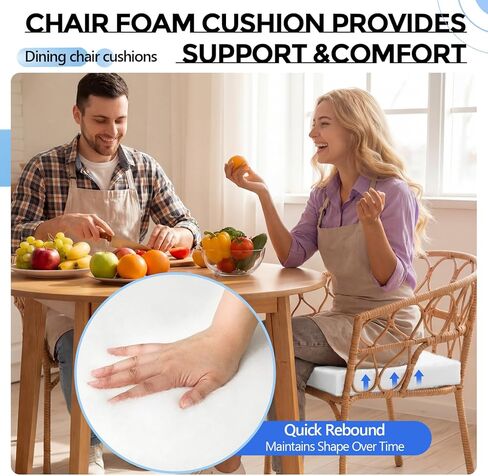 Sieral 4 Pack 18"x18"x2" Chair Foam Cushion Replacement, Upholstery Foam High Density Chair Seat Pad with Polyester, Firm Square Insert for Dining Chairs & Couch, Easy to Cut in Kuwait