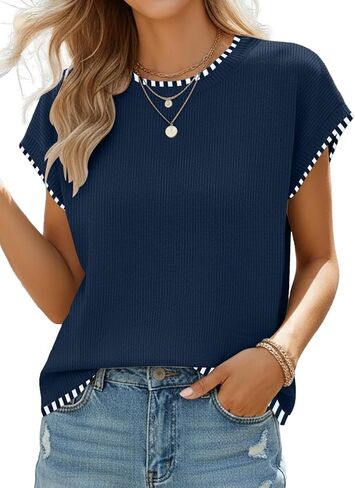 Cap Sleeve Knit Sweater Tops Sleeveless Vest Summer Tops 2024 Clothes Oversized Tank Tops Trendy T Shirts in Saudi Arabia