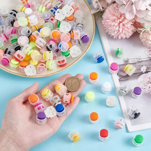PH PandaHall 120pcs 15 Colors Plastic Spring Cord Locks for Drawstring Double Hole Drawstring Stopper Fastener, 16.5mm Clear Round Toggle Stoppers for Bags Shoelaces Sweatpant Hat Backpacks in Kuwait