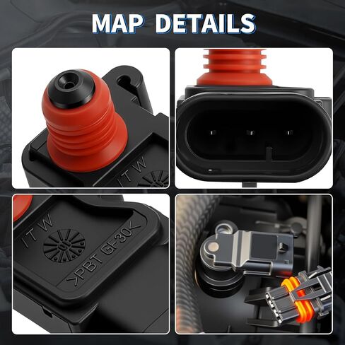 مستشعر الضغط المطلق المنوع MAP مناسب لسيارة Chevy Corvette 1997-2008، Equinox 2005-2009، S10 1998-2003، Camaro 1998-2002، Malibu Colorado Trailblazer AS60 AS60T 213-331 225-1024 5S2398 in Kuwait