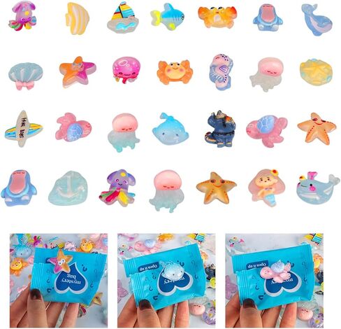100pcs Mini Glow in The Dark Animal Resin Models, Mystery Resin Animals Blind Bag, Mini Luminous Farm Ocean Figures, Animal Miniatures for Fairy Garden Accessories, Random Design（Animals） in Saudi Arabia
