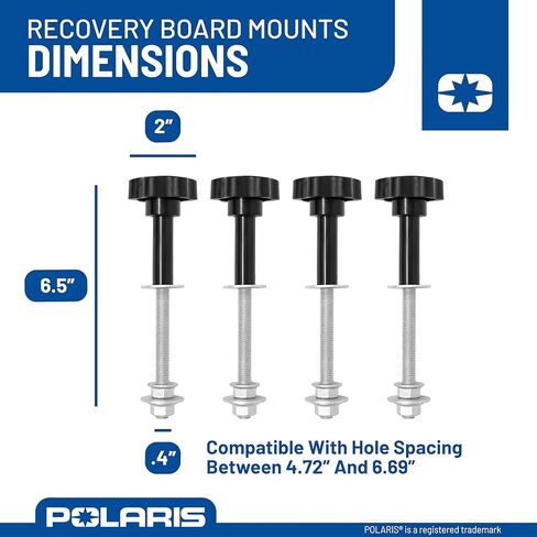 POLARIS Recovery Board Mounts - Fits M10 Roof Rack/Truck Bed Holes & Most Board Brands (4.72"-6.69" Spacing), Rust-Resistant Hardware in Kuwait