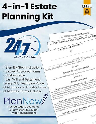 Estate Planning Kit Includes Last Will and Testament, POA, Living Will and Medical POA and Detailed Instructions Live Legal Support in Saudi Arabia