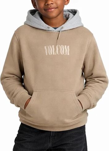 تي شيرت بغطاء للرأس للأولاد من Volcom - قمصان بأكمام طويلة مخططة ومصبوغة بالحجر - قمصان كاجوال مريحة للأولاد (8-16) in Saudi Arabia