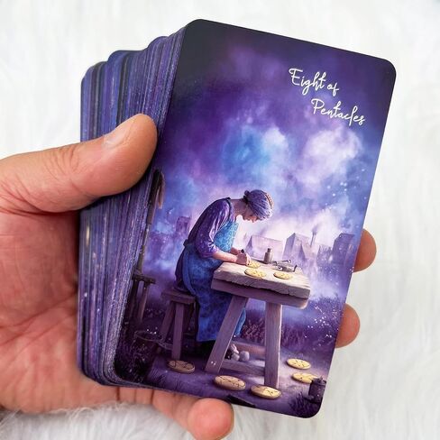 DPEHAKMK Tarot Cards Deck 78 Cards with Guidebook, Violet Veil Tarot, Ethereal Cosmic Tarot Deck for Intuitive Reading, Spiritual Guidance, Dreamy Aesthetic & Gift in Kuwait