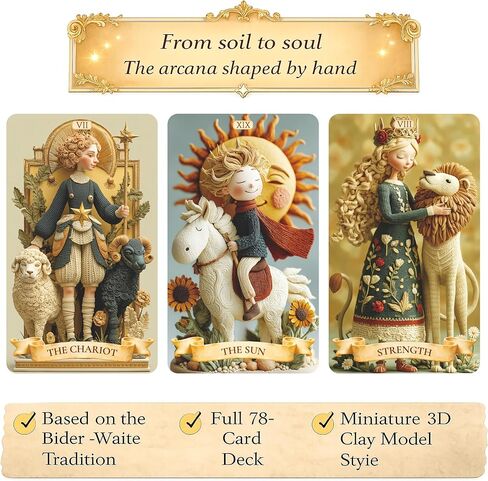 sishui Unique Tarot Deck, 78 Clay Tarot Cards for Beginners and Experienced Readers, with Guidebook, Tools for Reflection, Growth, and Spiritual Practice in Kuwait