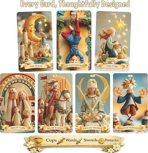 sishui Unique Tarot Deck, 78 Clay Tarot Cards for Beginners and Experienced Readers, with Guidebook, Tools for Reflection, Growth, and Spiritual Practice in Kuwait