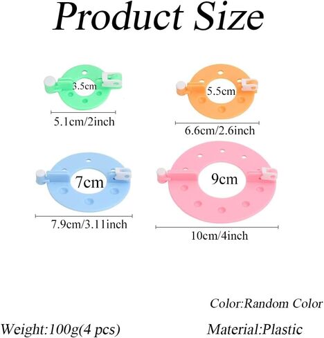 4Pcs Plastic Pom Pom Maker 4 Size Pompom Maker Tool Set for Fluff Ball Weave DIY Wool Yarn Knitting Craft Project Knitting Accessories Kit (Random Color) in Kuwait