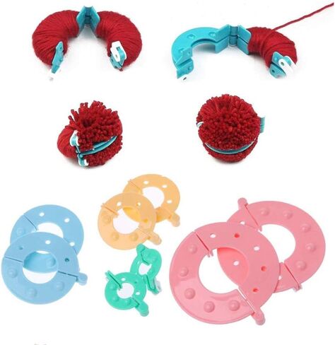 4Pcs Plastic Pom Pom Maker 4 Size Pompom Maker Tool Set for Fluff Ball Weave DIY Wool Yarn Knitting Craft Project Knitting Accessories Kit (Random Color) in Kuwait