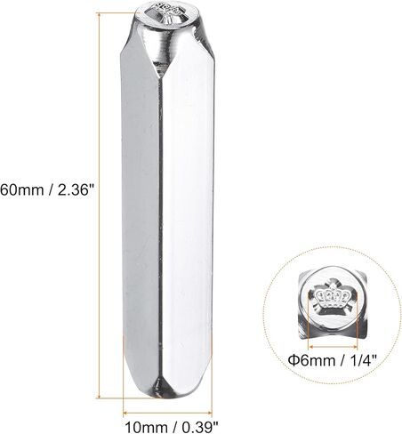 uxcell 1/4" (6mm) Punch Stamp 40Cr Alloy Steel, Cute Crown Pattern Punch Tool Punch Press Tool for Metal Plastic Wood Leather in Kuwait