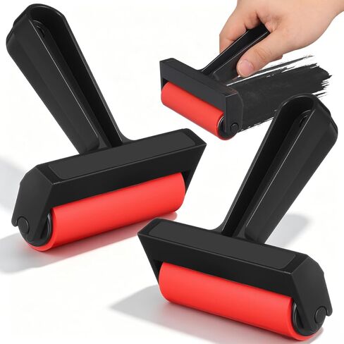 Ciieeo 2 Pack Printmaking Brayer Rollers - 4.9 inch Smooth Surface Ink Roller with Ergonomic Handle | Versatile Stamping Tool for Block Printing Painting and Glue Application in Kuwait