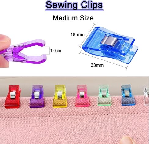 Sewing Clips Fabric Clips, Medium Size, 50 Count, Assorted 7 Bright Colors, Plastic Quilt Clips for Fabric, Crafts, Sewing, Quilting, Embroidery in Kuwait