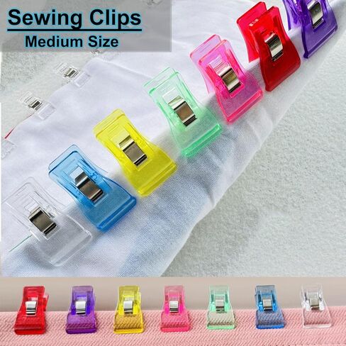 Sewing Clips Fabric Clips, Medium Size, 50 Count, Assorted 7 Bright Colors, Plastic Quilt Clips for Fabric, Crafts, Sewing, Quilting, Embroidery in Kuwait