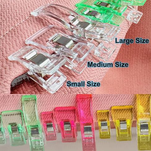 Sewing Clips Fabric Clips, Medium Size, 50 Count, Assorted 7 Bright Colors, Plastic Quilt Clips for Fabric, Crafts, Sewing, Quilting, Embroidery in Kuwait