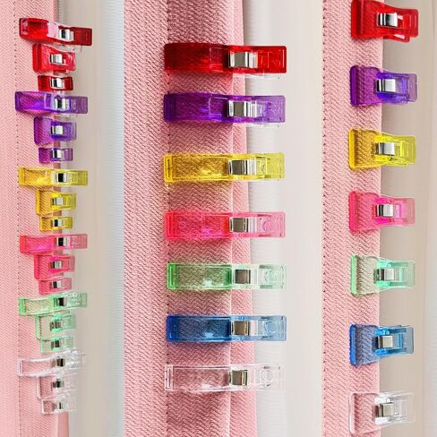 Sewing Clips Fabric Clips, Medium Size, 50 Count, Assorted 7 Bright Colors, Plastic Quilt Clips for Fabric, Crafts, Sewing, Quilting, Embroidery in Kuwait