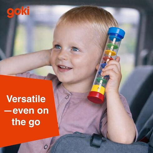 Goki Wooden Rain Stick Musical Instrument I Montessori Rainmaker Toy for Toddlers 1-3 - Sensory Baby Rattle & Auditory Development Toy for Boys & Girls - Wooden Rainstick in Kuwait