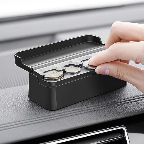 Compact Car Coin Holder: 4-Slot Organizer for Quarters Dimes Nickels, Universal Center Console Coin Storage Case for Car Taxi SUV Truck Vehicle in Kuwait