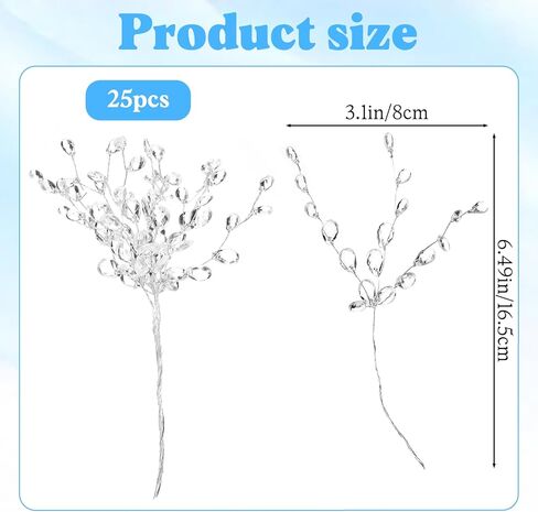 Matwsec 25 PCS Crystal Floral Picks Acrylic Flower Picks for Floral Arrangements Glitter Flower Branches for Wedding DIY Crafts Home Office Table Top Decoration in Kuwait